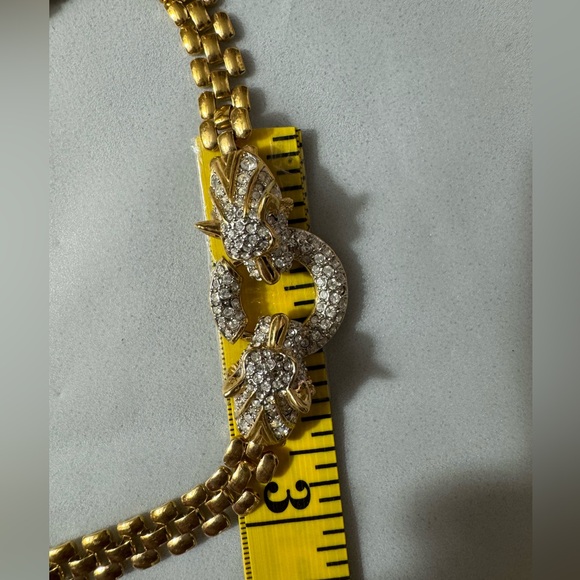 SOLD! Gold Tone Twin Panther Head 18” Necklace 18” - Picture 6 of 6